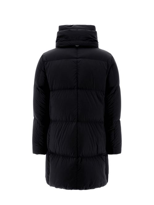 Giaccone da donna in tessuto tencnico impermeabile e piuma d'oca, lunghezza 3/4, colore nero HERNO | PI001959D12456Z9300